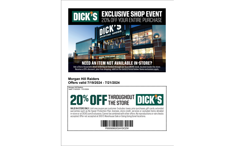 Dick's Shop Event 7/19-7/21